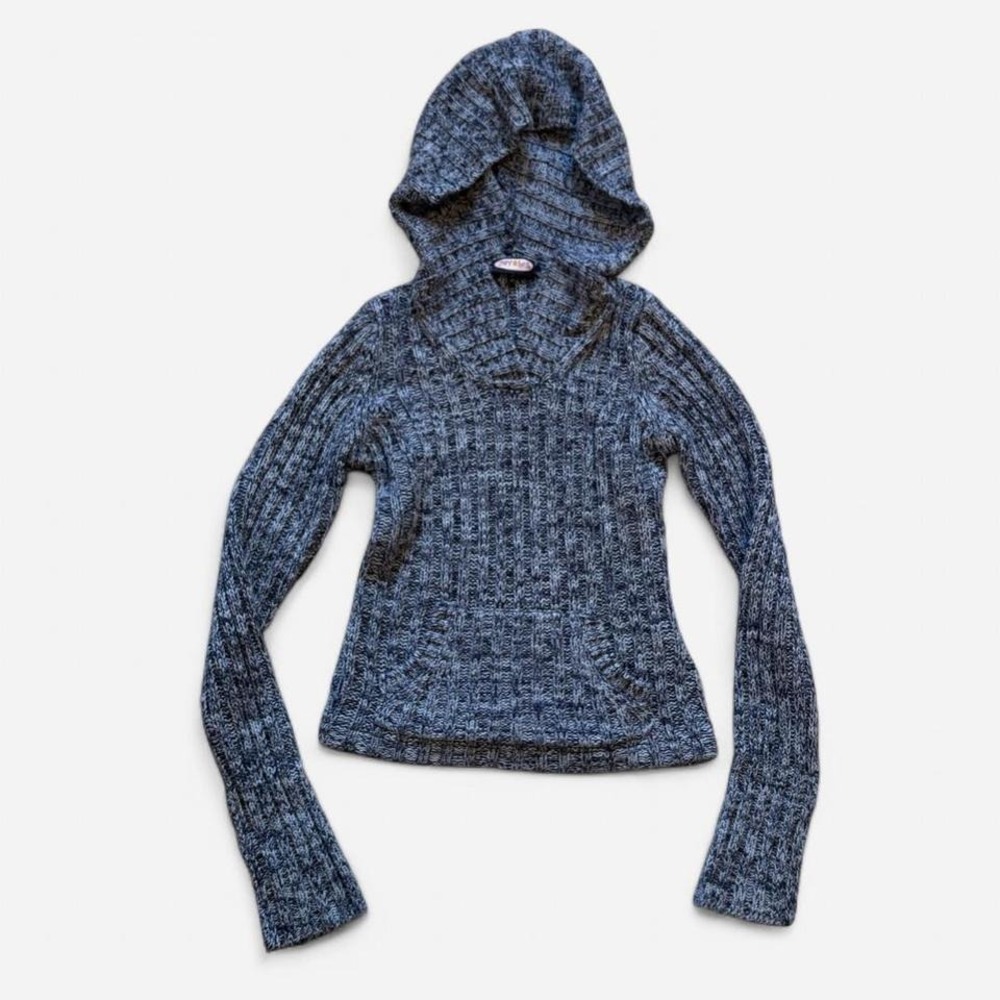 Zoey Beth Y2K Sweater Hooded Navy Gray Bella Swan Fitted Women S Grunge Preppy